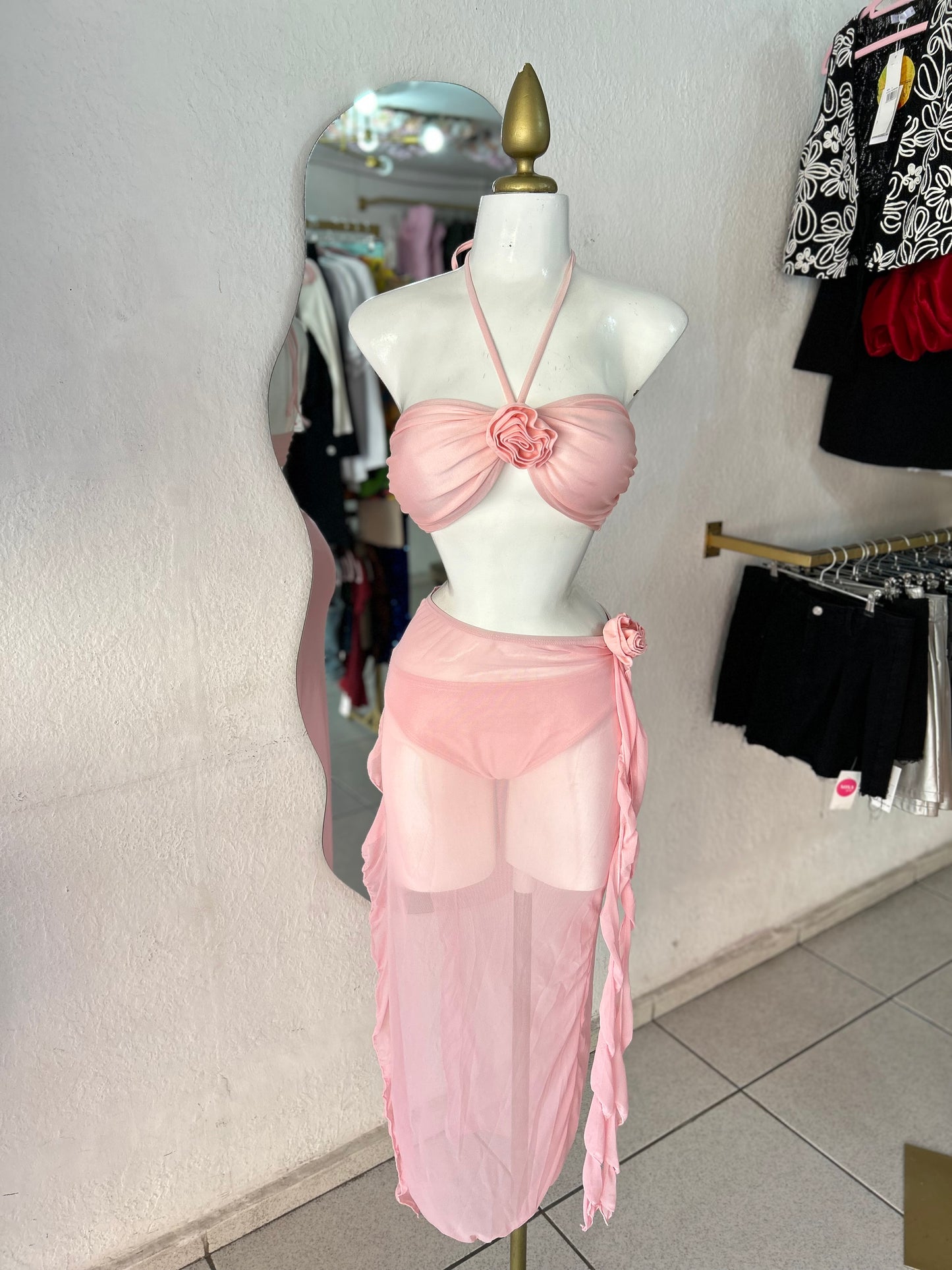 Traje de baño rosita flor 3D