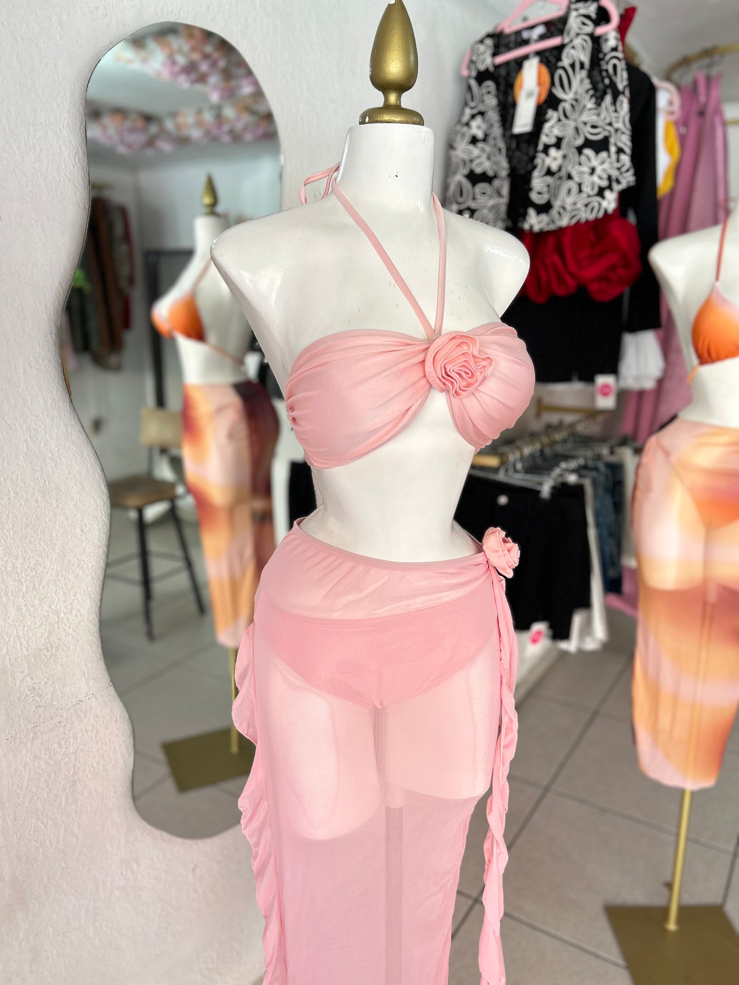Traje de baño rosita flor 3D