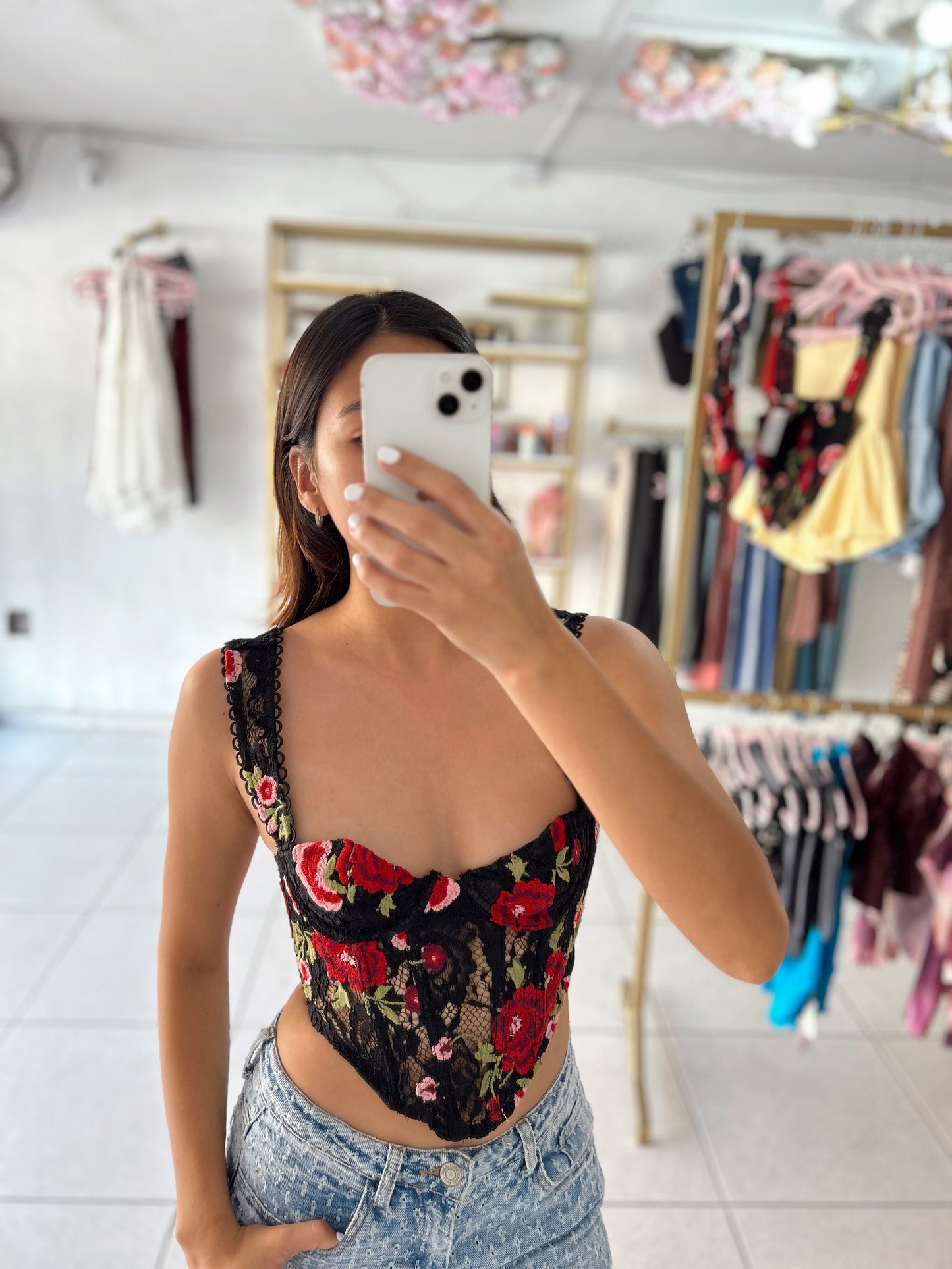 Corset negro roses