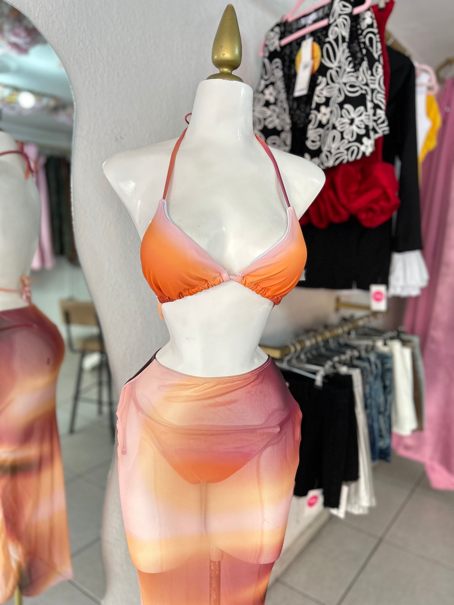 Traje de baño naranja tie dye 2 piezas
