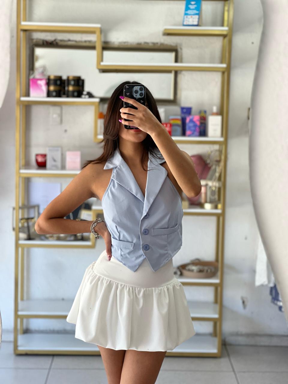 TOP CHALECO AZUL CIELO