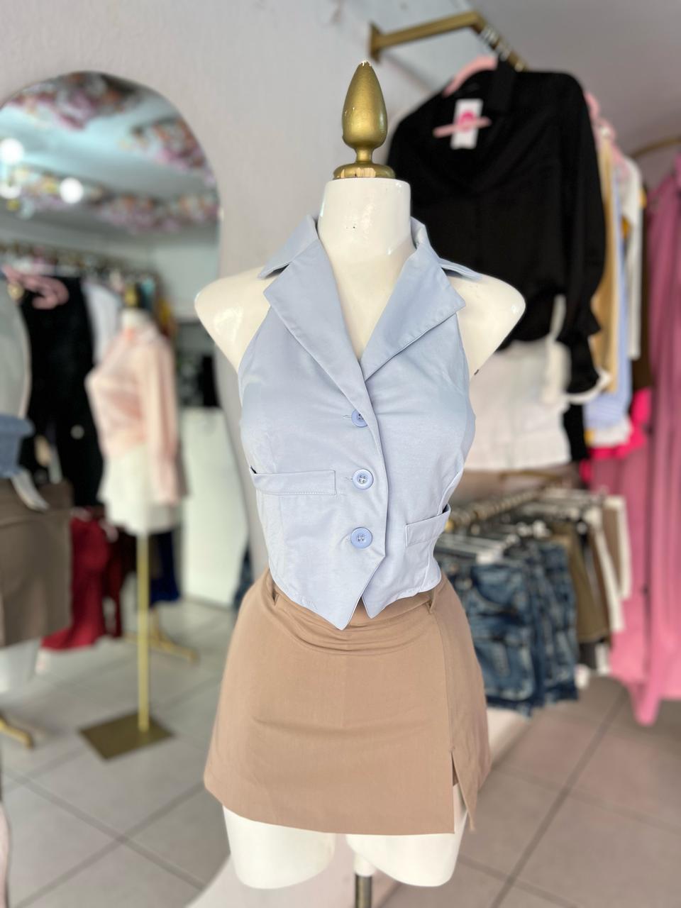 TOP CHALECO AZUL CIELO