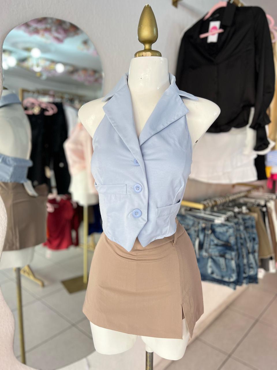 TOP CHALECO AZUL CIELO