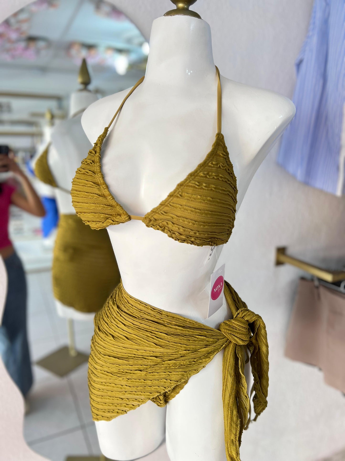 TRAJE DE BAÑO VERDE OLIVA 3 PZ