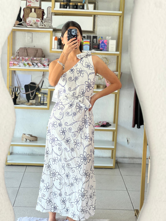 Vestido orquídea asimétrico