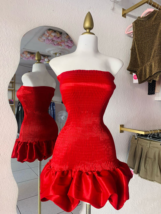 VESTIDO ROJO GLOBO STRAPPLE