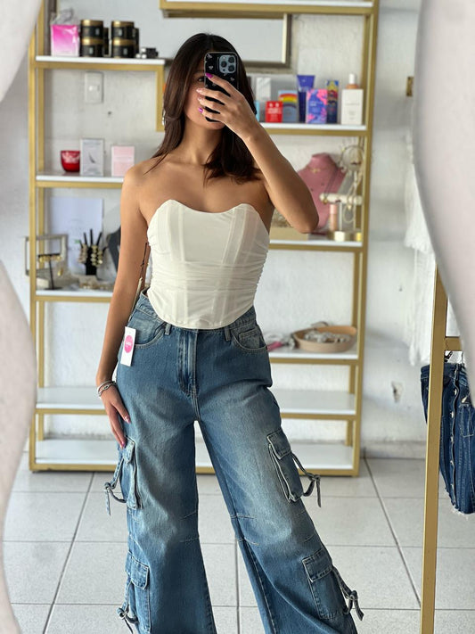CORSET BLANCO MESH