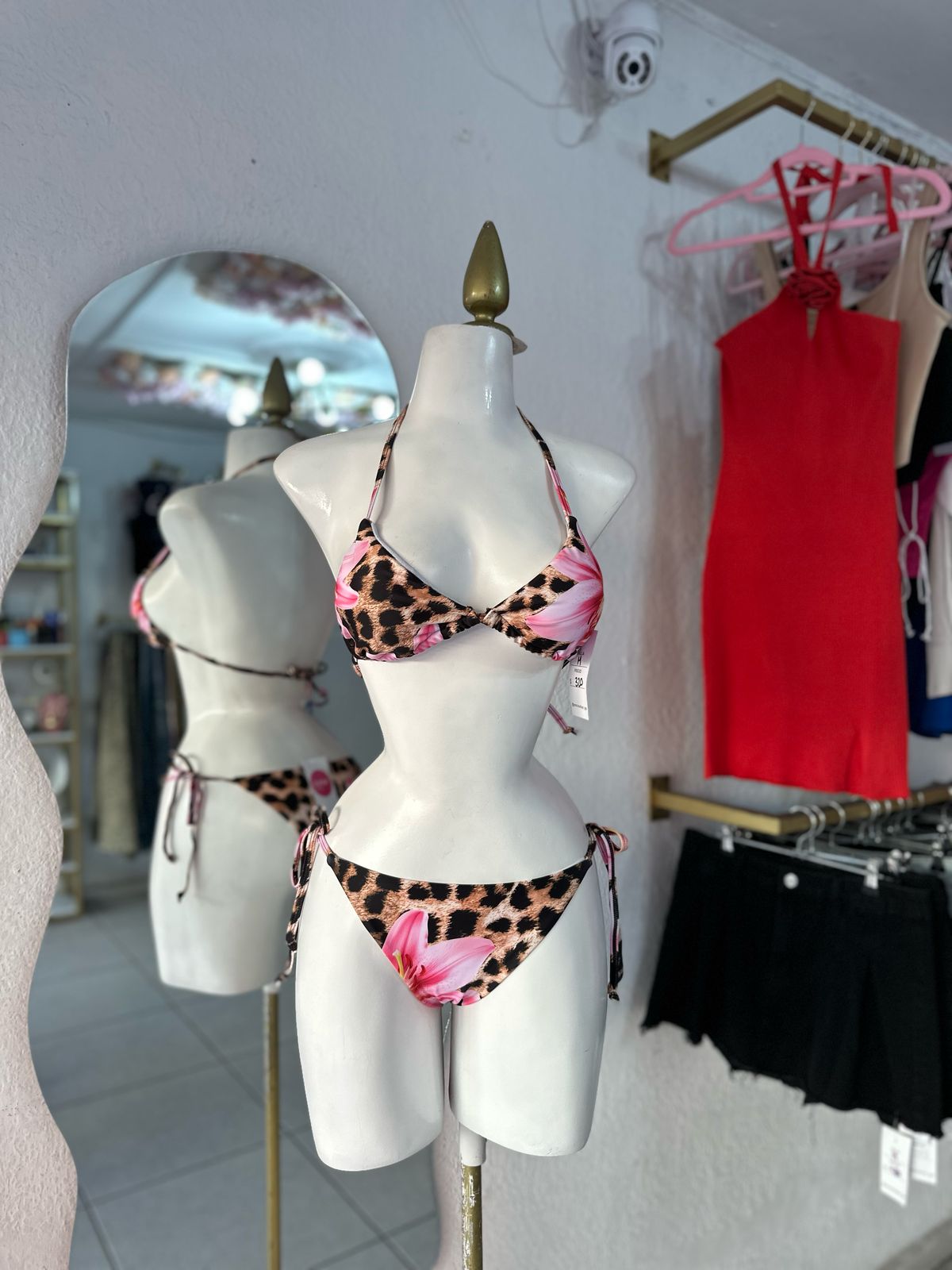 BIKINI LEOPARDO CON FLOR ROSA 2 PZ