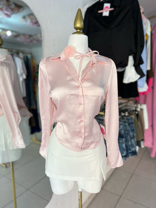 CAMISA ROSA PALO SATIN