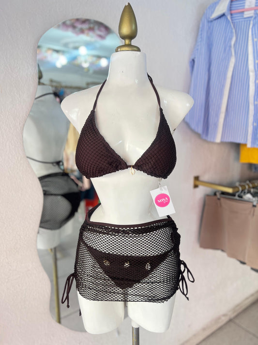 TRAJE DE BAÑO CAFE CHOC CONCHITAS 3 PZ
